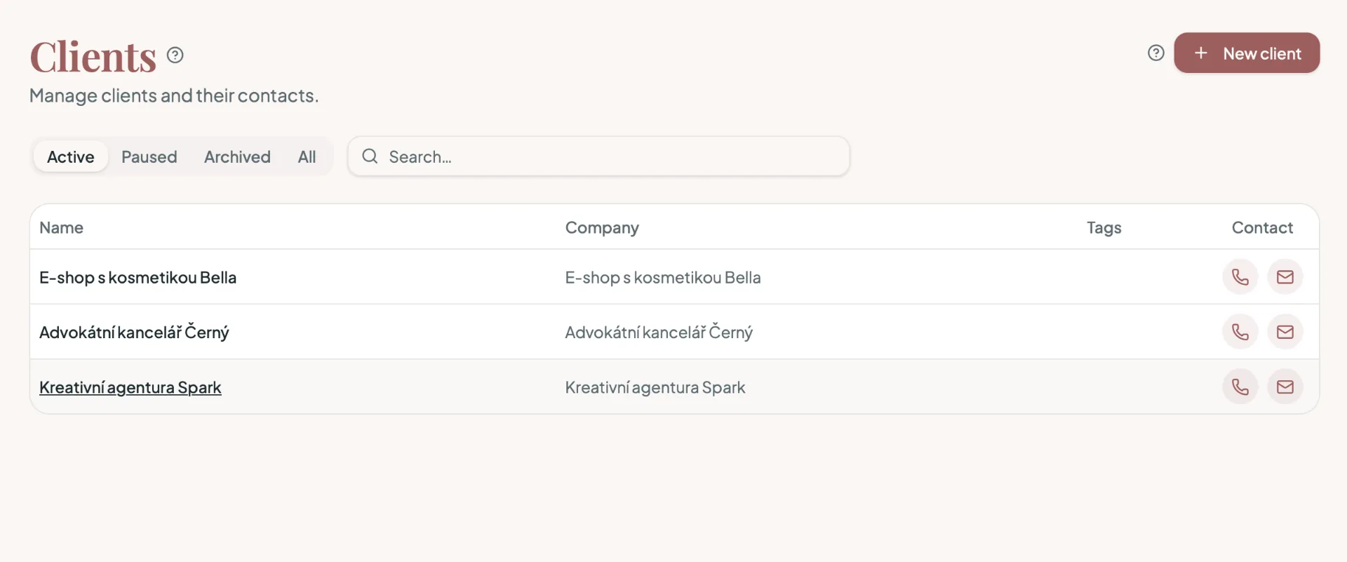 All client information in one place.